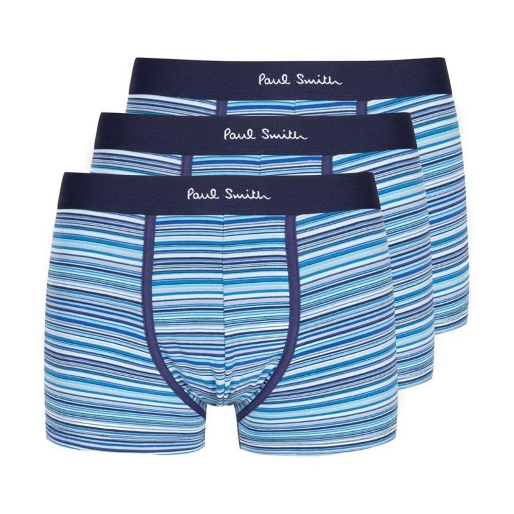 Paul Smith Mens Logo Cotton Boxer Shorts (Pack of 3) / Blue Stripe